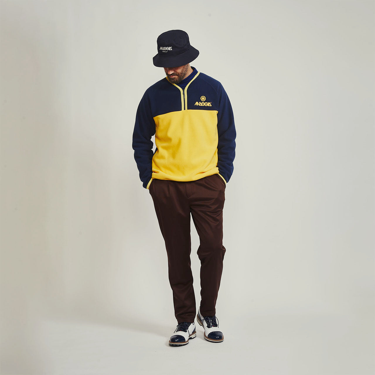 QUARTER ZIP V NECK COLOR BLOCK